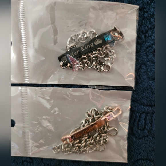 His and hers! His Queen Her King gemstone accent bracelets - Picture 5 of 6